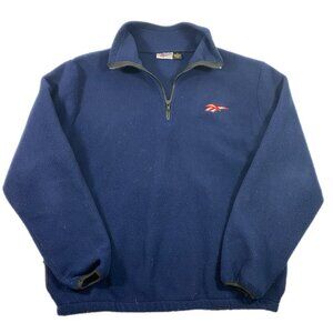 Vintage 90s Retro Navy Blue Reebok Fleece Zip Up USA Made Jacket Size Small